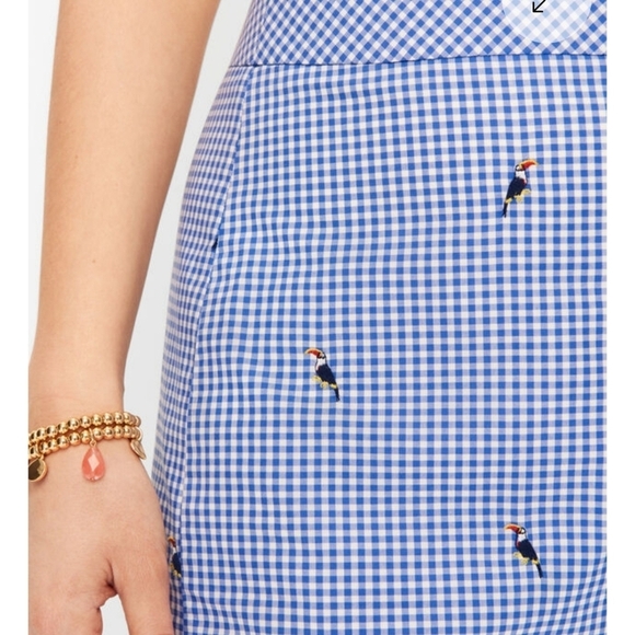 NWT Talbots Gingham Cotton Canvas Parrot Print Skirt Sze 16 Retail $79.50 Preppy - Picture 8 of 9